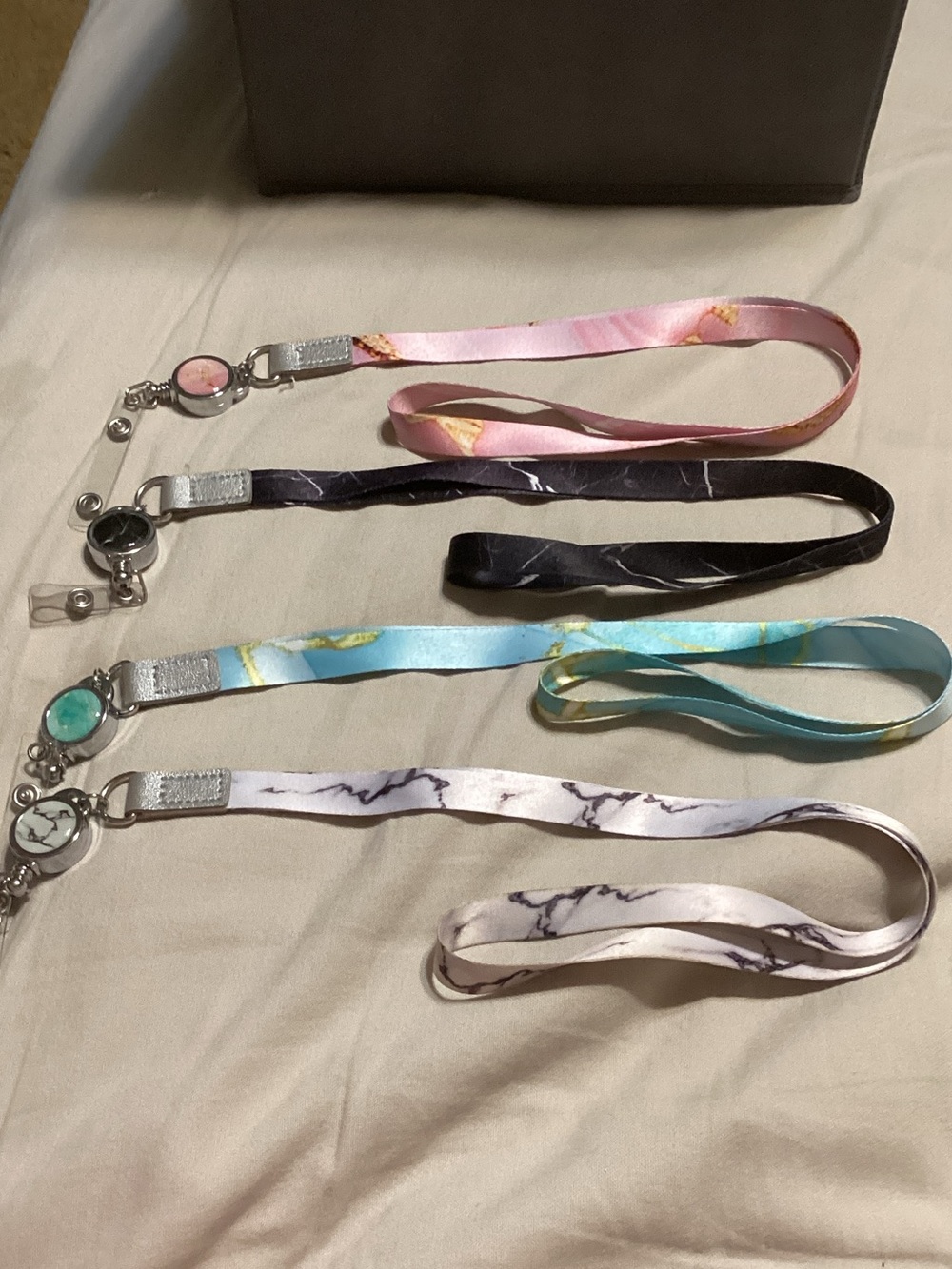 Marble Pattern Lanyard Set - Pink, Black, Teal, White